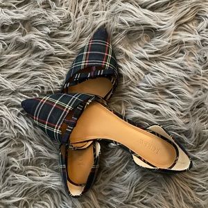 J Crew Factory D’Orsay Flats in Tartan Plaid size 9